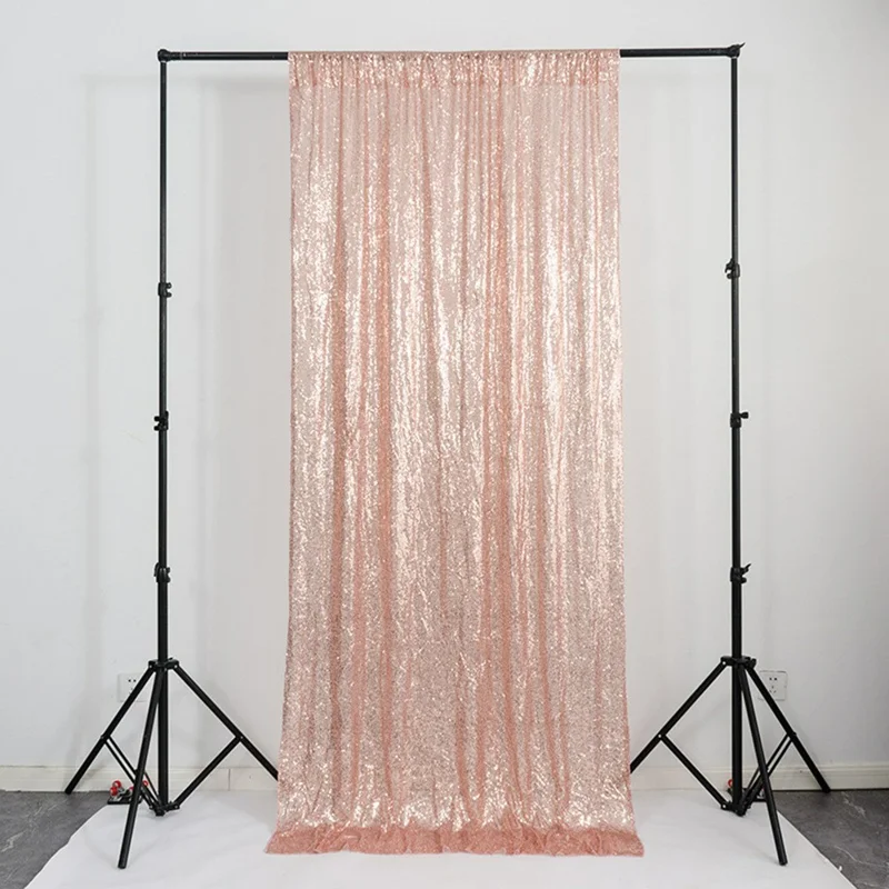 120 x 240cm Glitter Embroidered Sequin Backdrop Curtain for Wedding Party Event Decoration Gift - Rose Gold