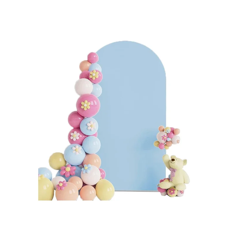 Elastic U-Shaped Arch Door Cloth Cover Decorative Backdrop for Birthday Party Wedding, 180x80cm - Sky Blue