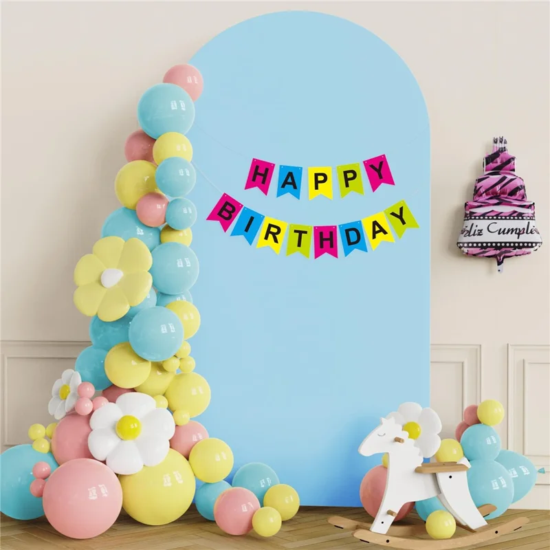 Elastic U-Shaped Arch Door Cloth Cover Decorative Backdrop for Birthday Party Wedding, 200x100cm - Sky Blue