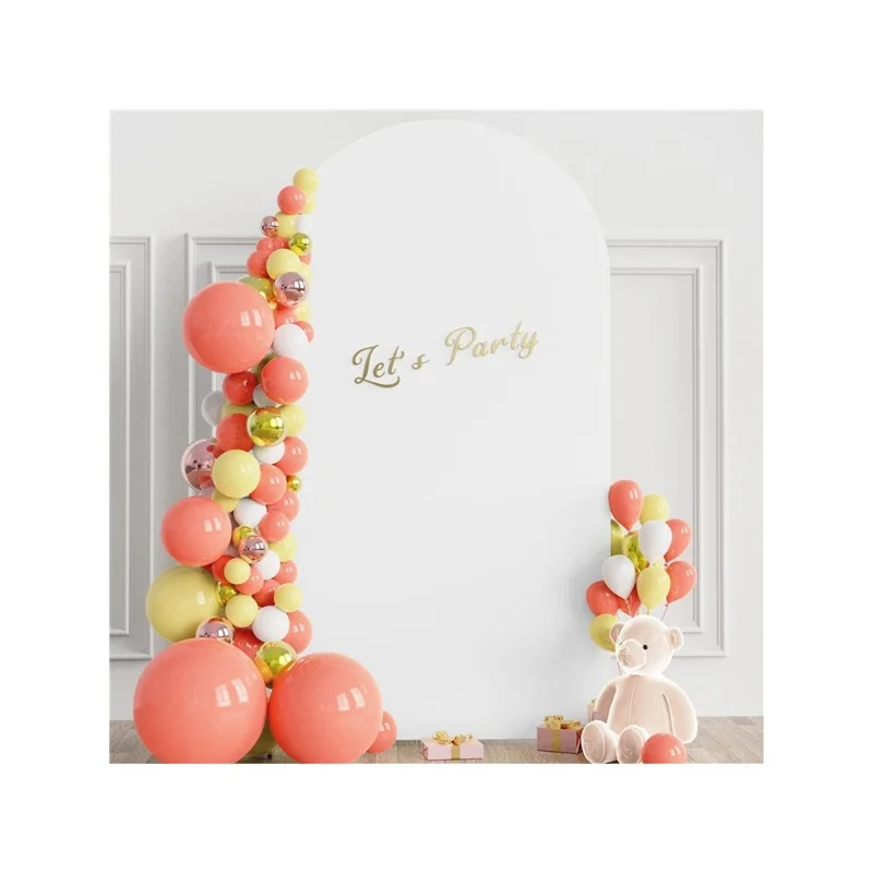 Elastic U-Shaped Arch Door Cloth Cover Decorative Backdrop for Birthday Party Wedding, 220x120cm - White
