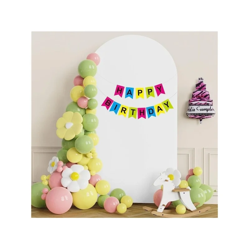 Elastic U-Shaped Arch Door Cloth Cover Decorative Backdrop for Birthday Party Wedding, 220x120cm - White