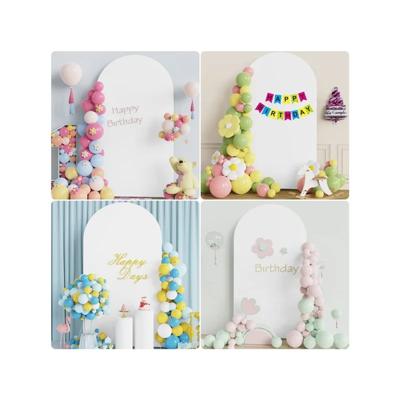 Elastic U-Shaped Arch Door Cloth Cover Decorative Backdrop for Birthday Party Wedding, 220x120cm - White