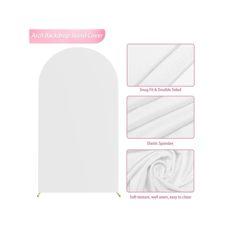 Elastic U-Shaped Arch Door Cloth Cover Decorative Backdrop for Birthday Party Wedding, 220x120cm - White