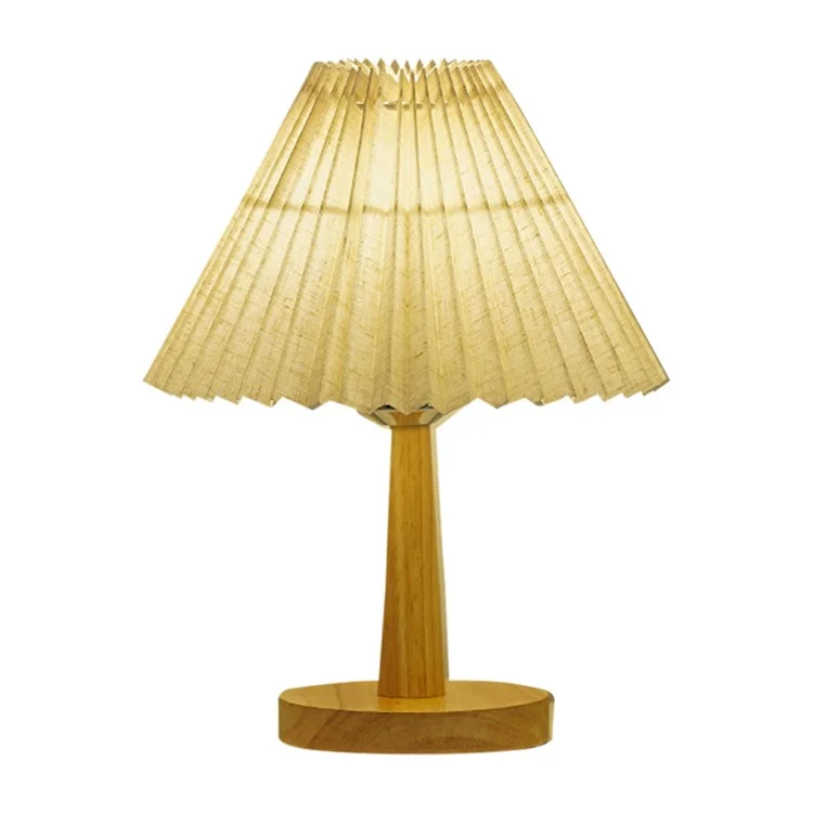 TA-016 Touch Control Table Lamp Pleated Shade Night Lamp 1600mAh Bedside Desk Lamp for Bedroom Living Room - Light Yellow Lampshade
