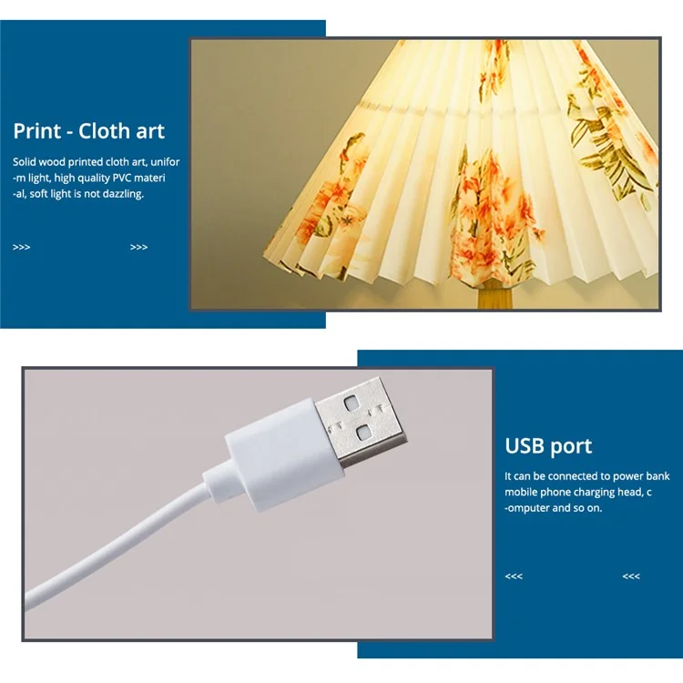 TA-016 Touch Control Table Lamp Pleated Shade Night Lamp 1600mAh Bedside Desk Lamp for Bedroom Living Room - Light Yellow Lampshade