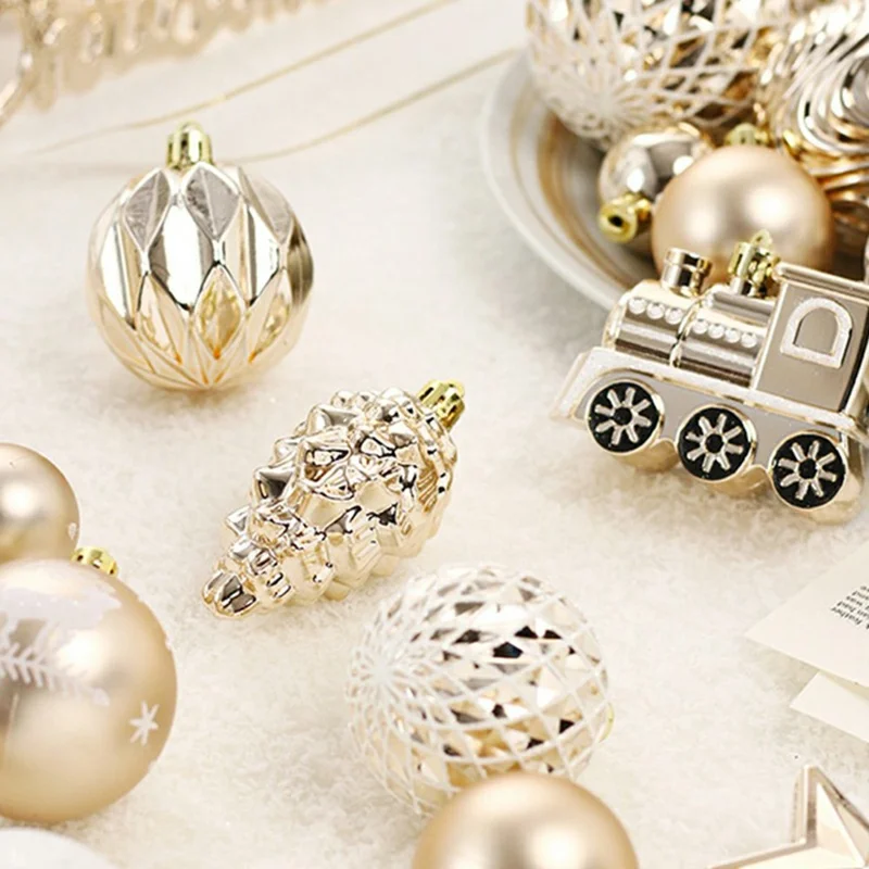 Ensemble de 65 Boules de Noël Peintes - Décorations Suspendues pour Sapin - Rouge+Blanc