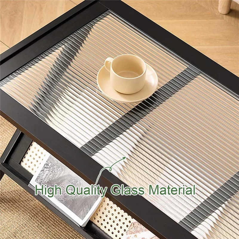 Moderner Glas-Rechteck-Couchtisch Minimalistischer Beistelltisch für kleine Räume - Tan