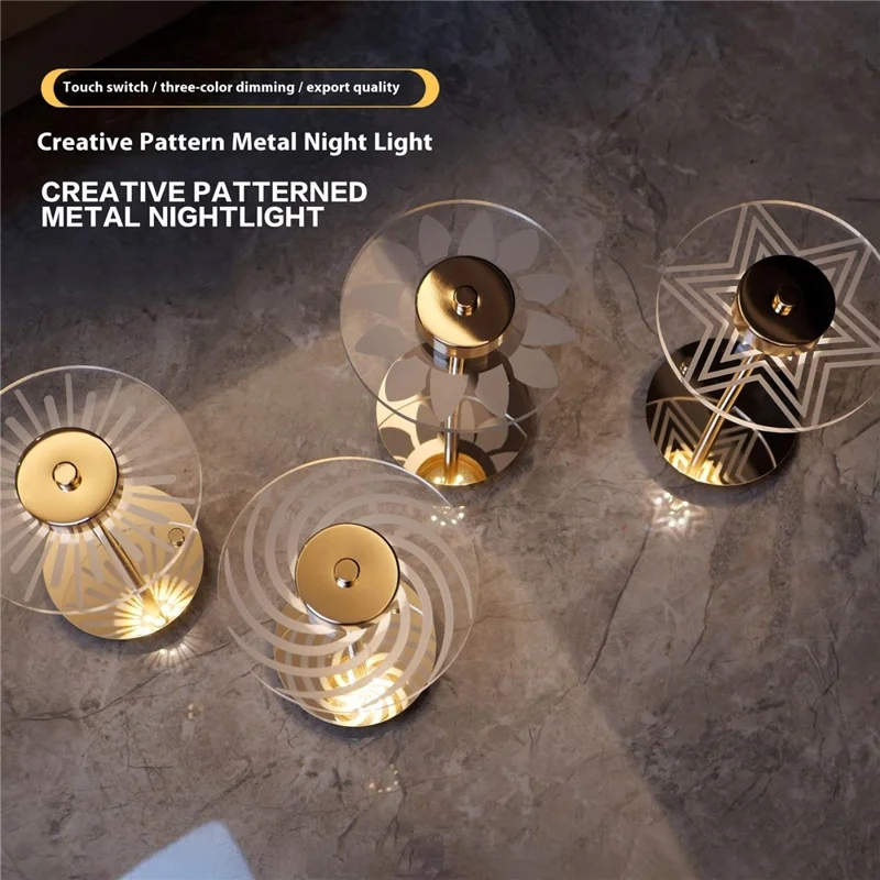 Creative Pattern Bedside Atmosphere Lamp Living Room Bedroom Iron + Acrylic Decorative Night Light Ornament - Z15-A