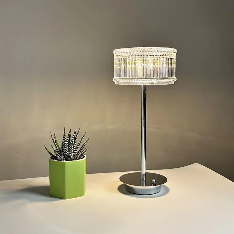 Eisen + PS Tischlampe mit Touchsteuerung, 3-Farben-LED-Nachtlicht, wiederaufladbare Stimmungsleuchte für den Nachttisch