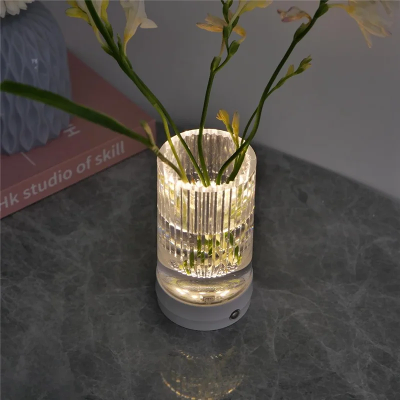 Luminária Noturna Criativa com Vaso Floral, Controle por Toque, 3 Modos de Cor para Quarto, Bar e Ambiente de Restaurante