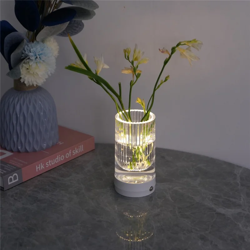 Luminária Noturna Criativa com Vaso Floral, Controle por Toque, 3 Modos de Cor para Quarto, Bar e Ambiente de Restaurante