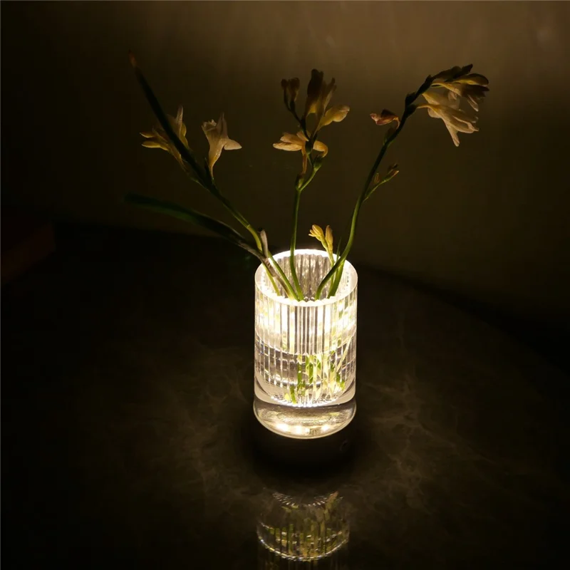 Luminária Noturna Criativa com Vaso Floral, Controle por Toque, 3 Modos de Cor para Quarto, Bar e Ambiente de Restaurante