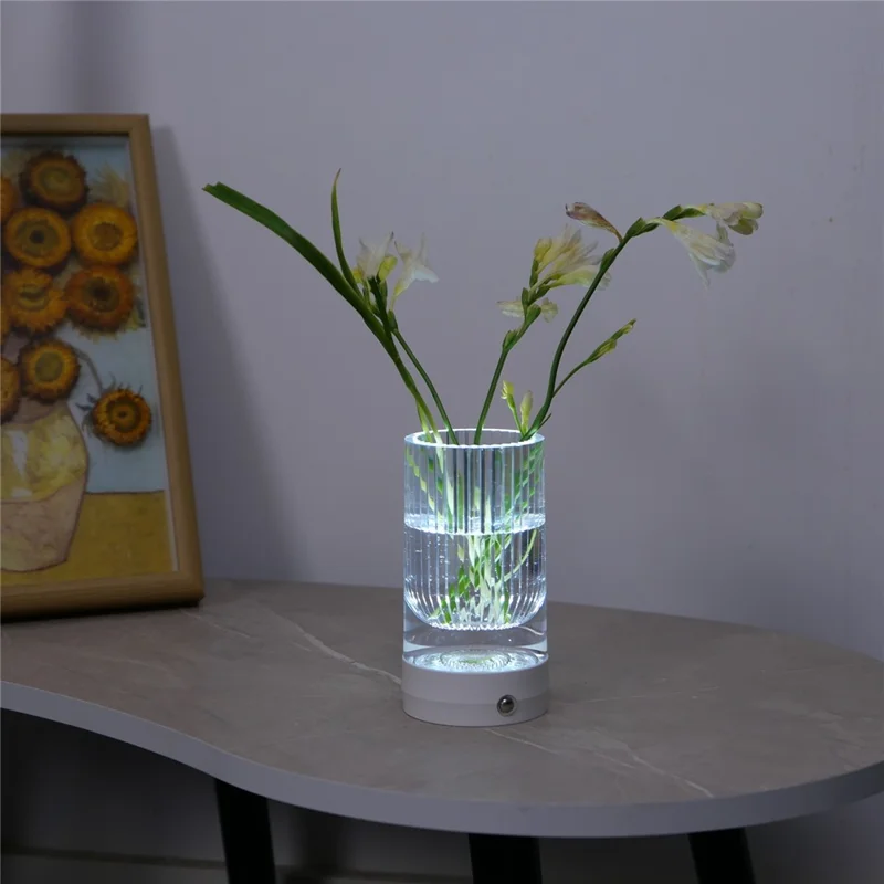 Luminária Noturna Criativa com Vaso Floral, Controle por Toque, 3 Modos de Cor para Quarto, Bar e Ambiente de Restaurante
