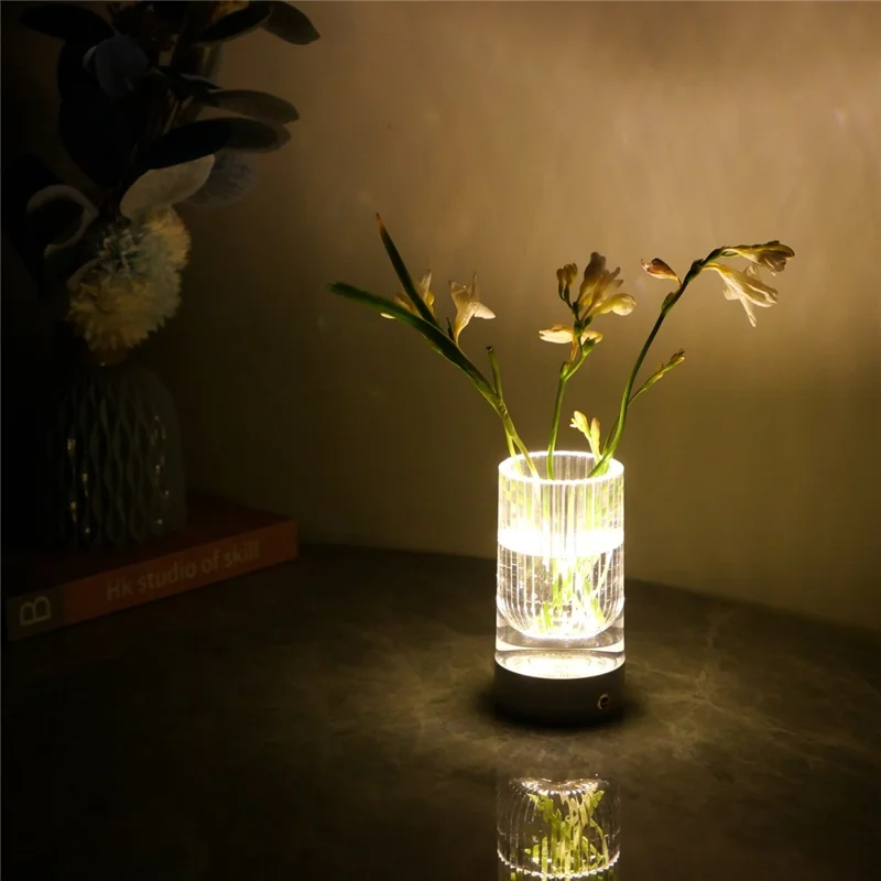 Luminária Noturna Criativa com Vaso Floral, Controle por Toque, 3 Modos de Cor para Quarto, Bar e Ambiente de Restaurante