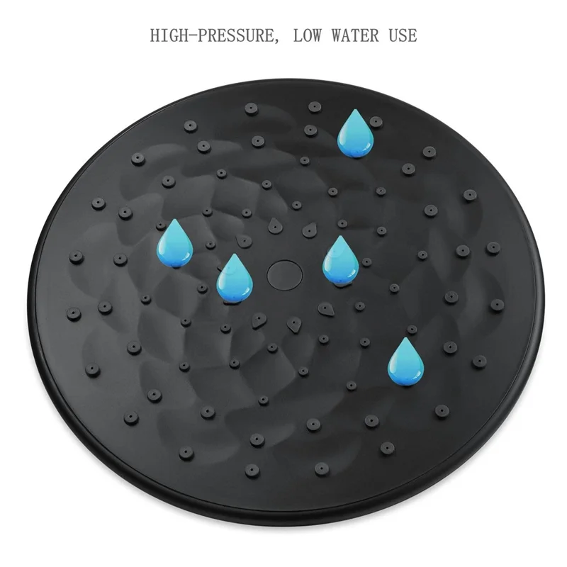 Chuveiro de chuva preta de 9 polegadas, cabeça de chuveiro ajustável de 360 graus, chuveiro de alta pressão para banheiro