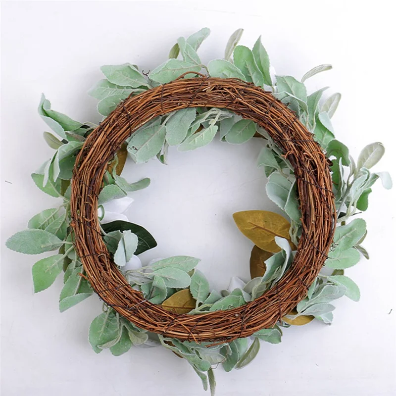 Artificial Magnolia Wreath Garland Door Wall Hanging Decor for Indoor Outdoor Wedding Garden