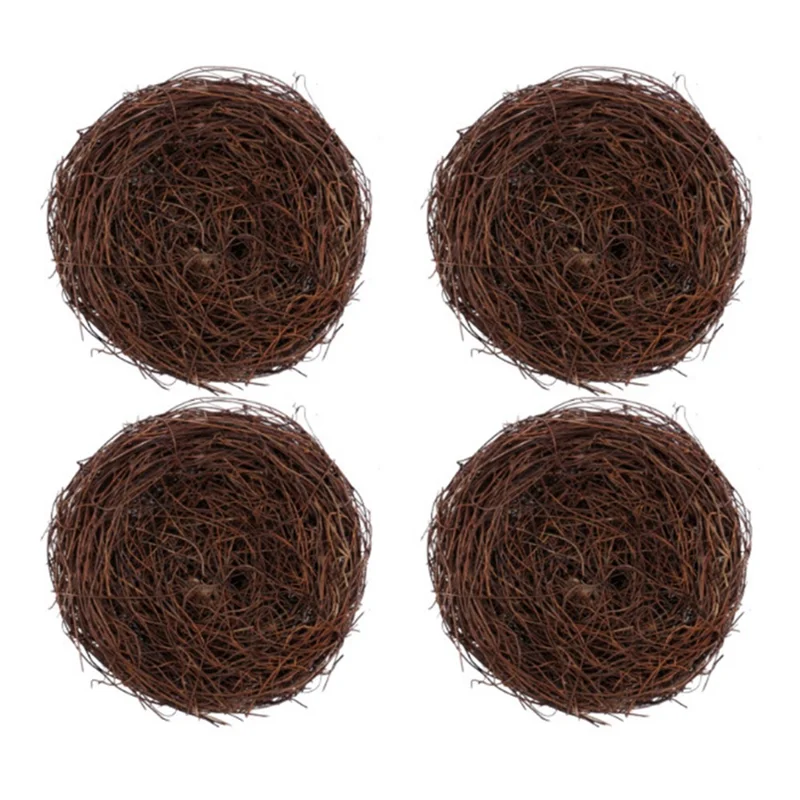4 PCS Decoraciones de Nido de Pájaro de Pascua - Nidos de Ramitas Realistas para Manualidades de Jardín y Hogar, 6 cm / 2,4 Pulgadas