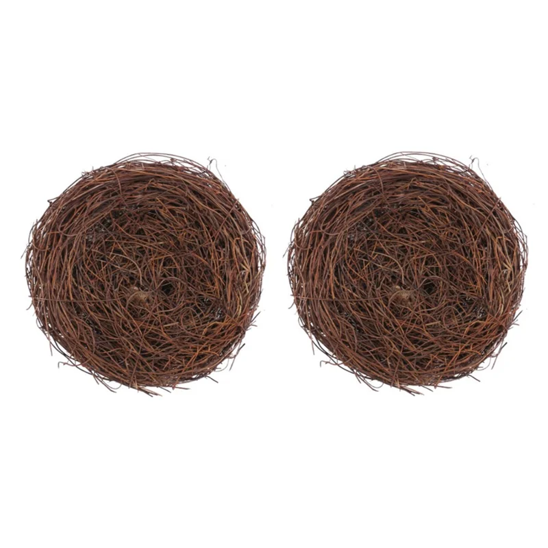 2 Peças de 8 cm Ninho de Pássaro Decorativo de Páscoa para Jardim - DIY Ninho de Vime Trançado