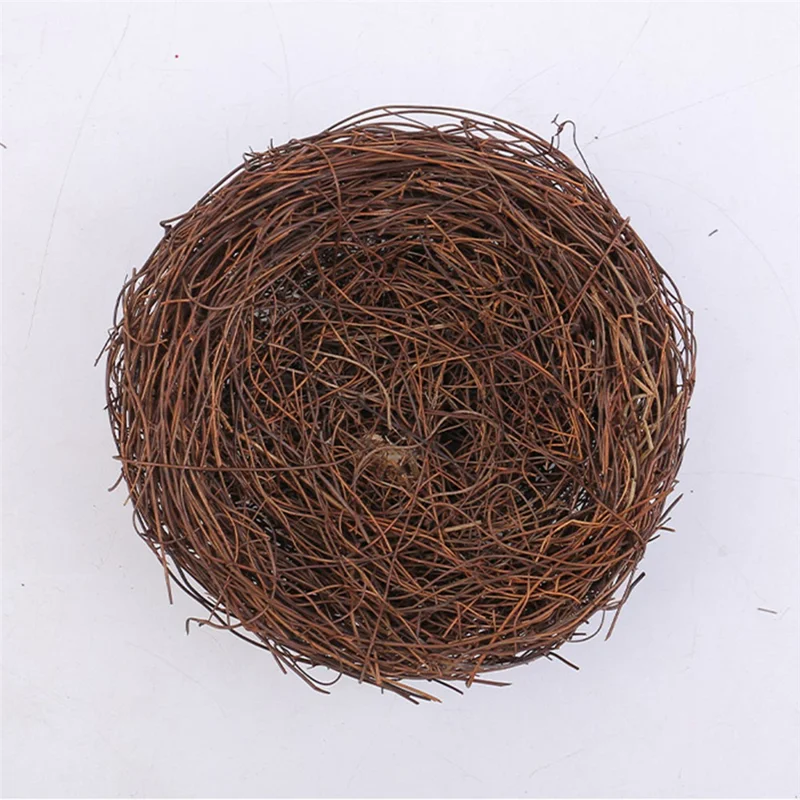 2 Peças de 8 cm Ninho de Pássaro Decorativo de Páscoa para Jardim - DIY Ninho de Vime Trançado