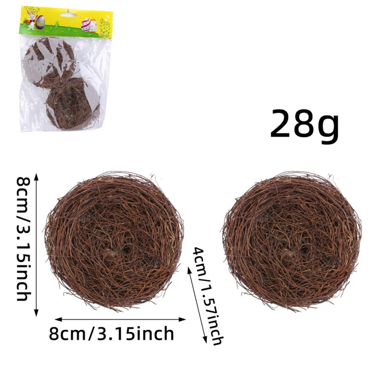 2 Peças de 8 cm Ninho de Pássaro Decorativo de Páscoa para Jardim - DIY Ninho de Vime Trançado