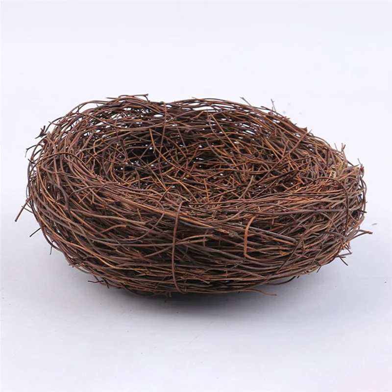 Ninho de Pássaro Decorativo de Páscoa de 15 cm, Ornamento Realista de Galhos Entrelaçados, Ninho de Grama para Decoração de Jardim DIY