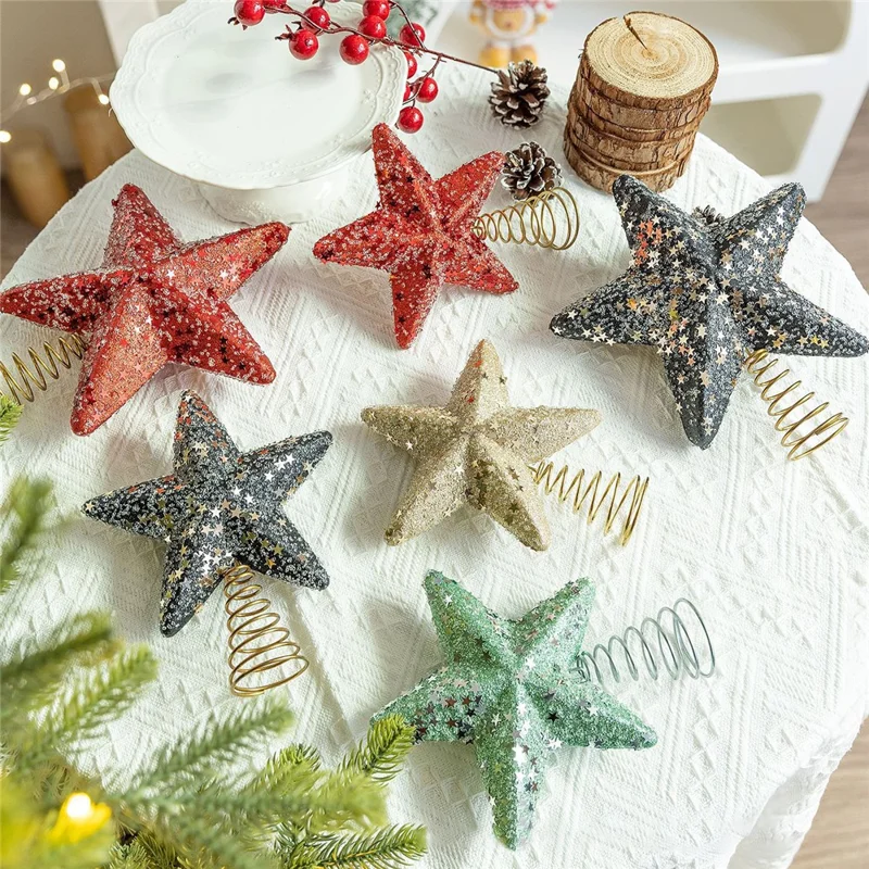 Christmas Tree Topper Foam Star Ornament Holiday Decoration Festive Home Decor, Large Size - Champagne