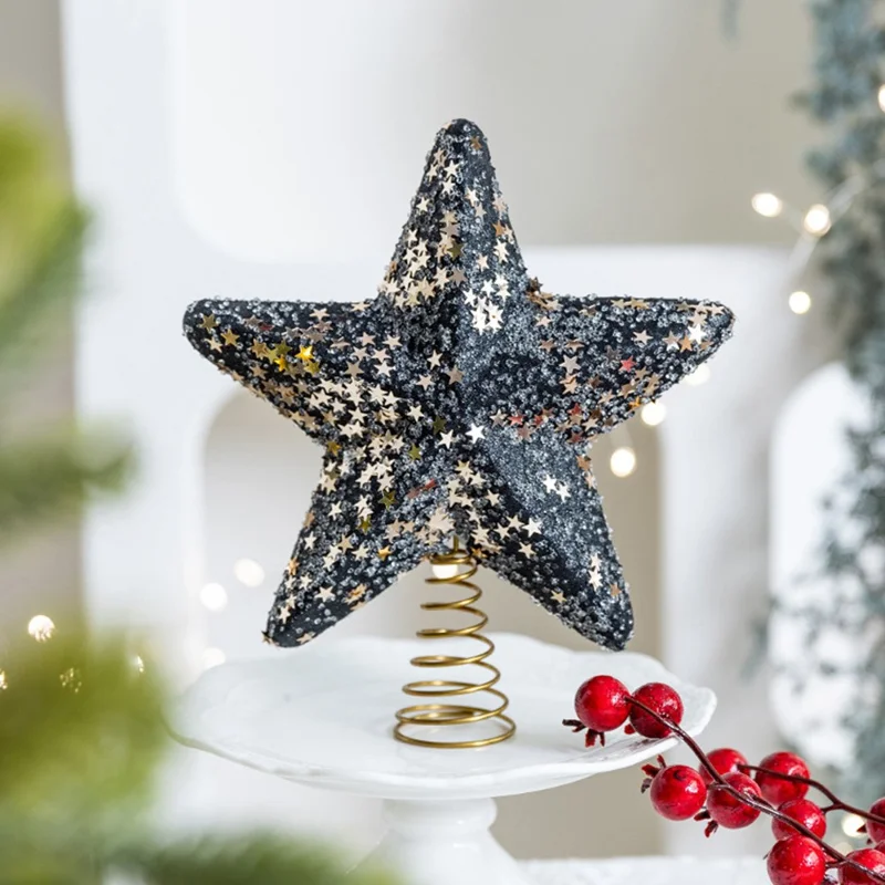 Christmas Tree Topper Foam Star Ornament Holiday Decoration Festive Home Decor, Large Size - Black