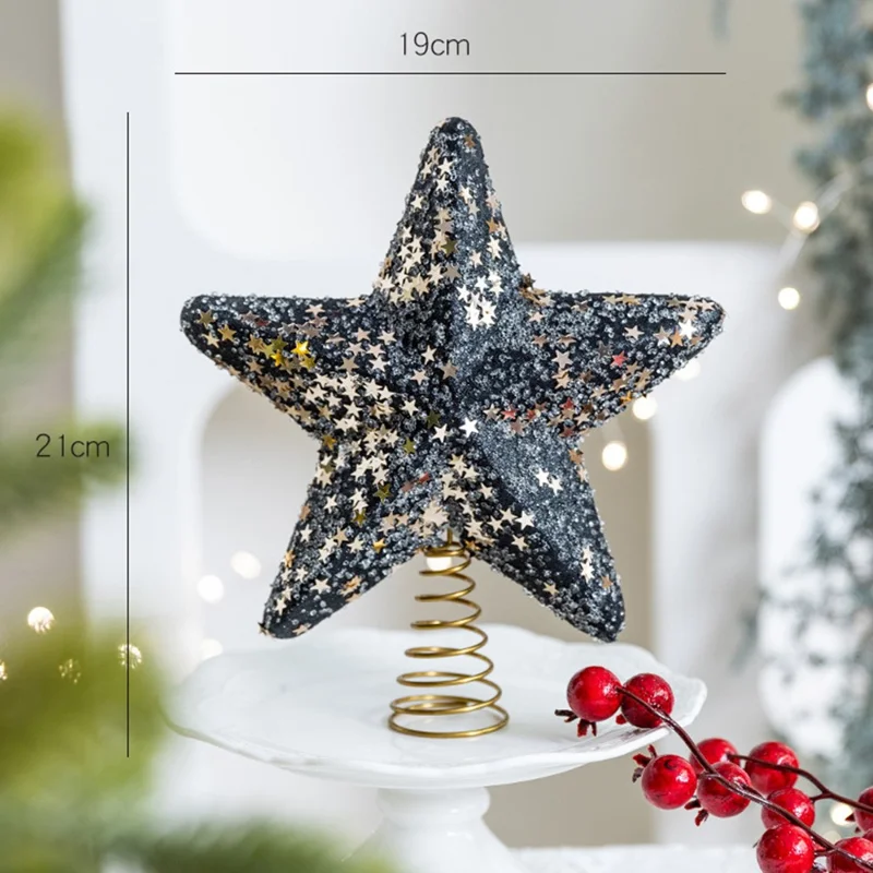 Christmas Tree Topper Foam Star Ornament Holiday Decoration Festive Home Decor, Large Size - Black