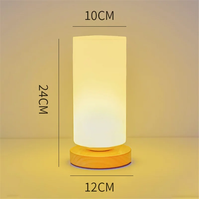TA-004 Stepless Dimming Table LED Light Bedroom Bedside Wood Decor Night Light 3W Warm Light Night Lamp - Cylindrique