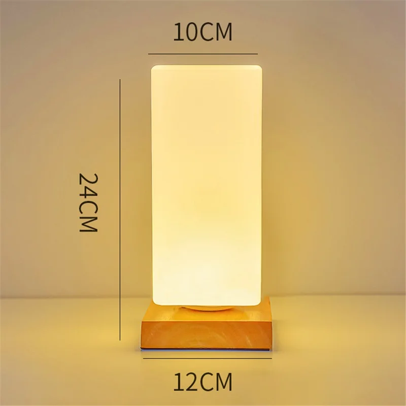 TA-004 Stepless Dimming Table LED Light Bedroom Bedside Wood Decor Night Light 3W Warm Light Night Lamp - Square Column