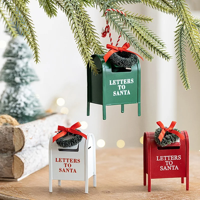 Weihnachtskranz Briefkasten-Ornament Eisenkunst Dekoration Für Weihnachtsbaum Tischdekoration - Grün