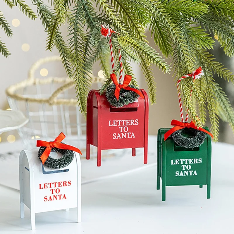Weihnachtskranz Briefkasten-Ornament Eisenkunst Dekoration Für Weihnachtsbaum Tischdekoration - Grün