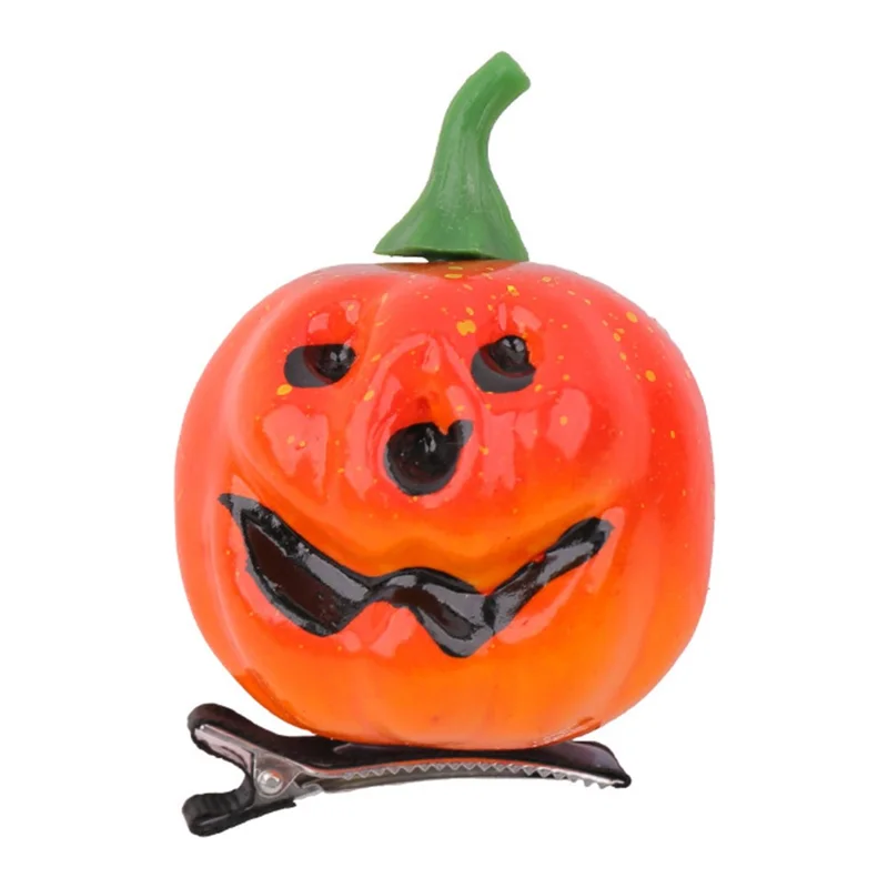 Halloween Kürbis Haarspangen für Kinder Party Zubehör Süße Smiley Gesicht Dekorative Haarnadeln - Links