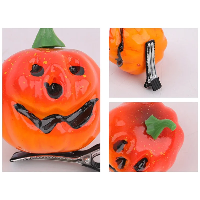 Halloween Kürbis Haarspangen für Kinder Party Zubehör Süße Smiley Gesicht Dekorative Haarnadeln - Links