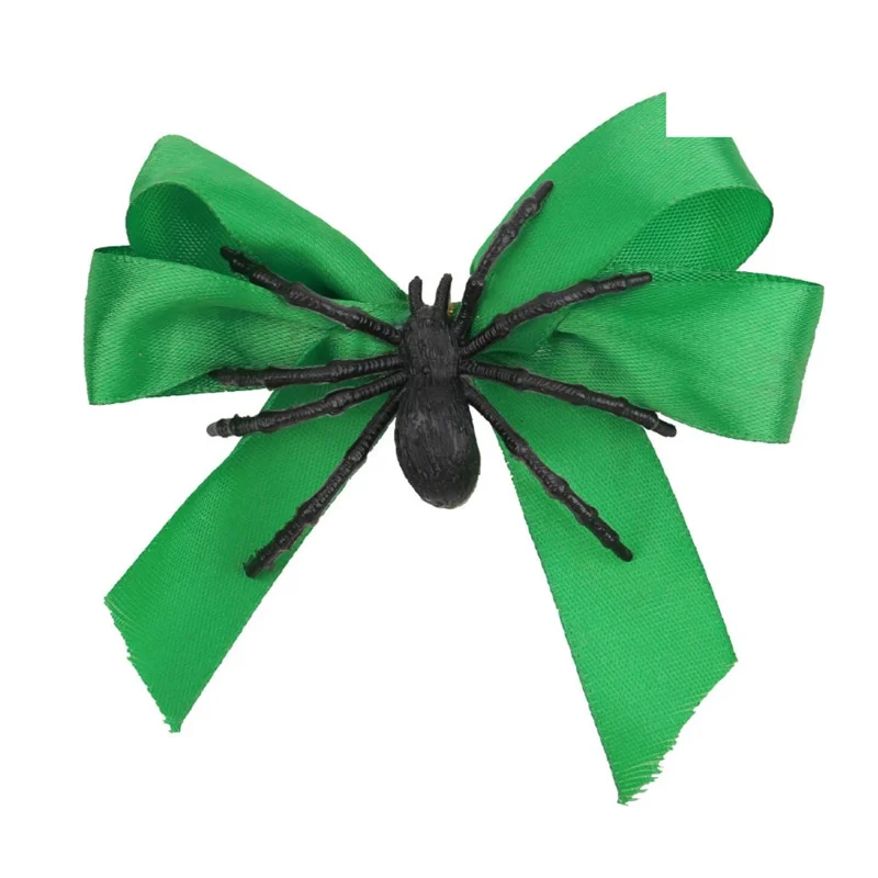 Halloween Spider Bow Hair Clip Accessory Gift For Cosplay Cute Quirky Side Clip Unique Bangs Clip - Green