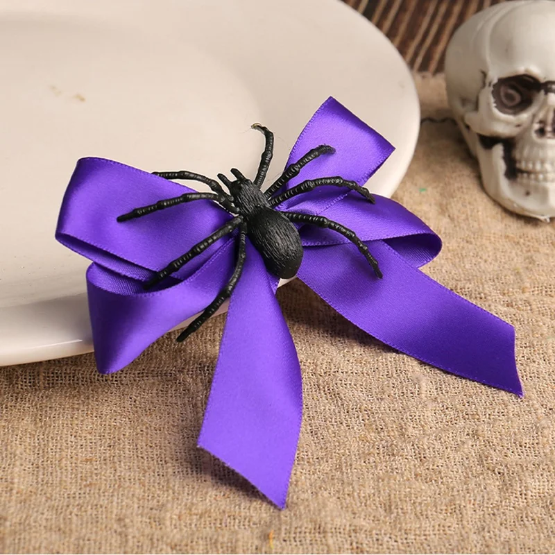 Halloween Spider Bow Hair Clip Accessory Gift For Cosplay Cute Quirky Side Clip Unique Bangs Clip - Green