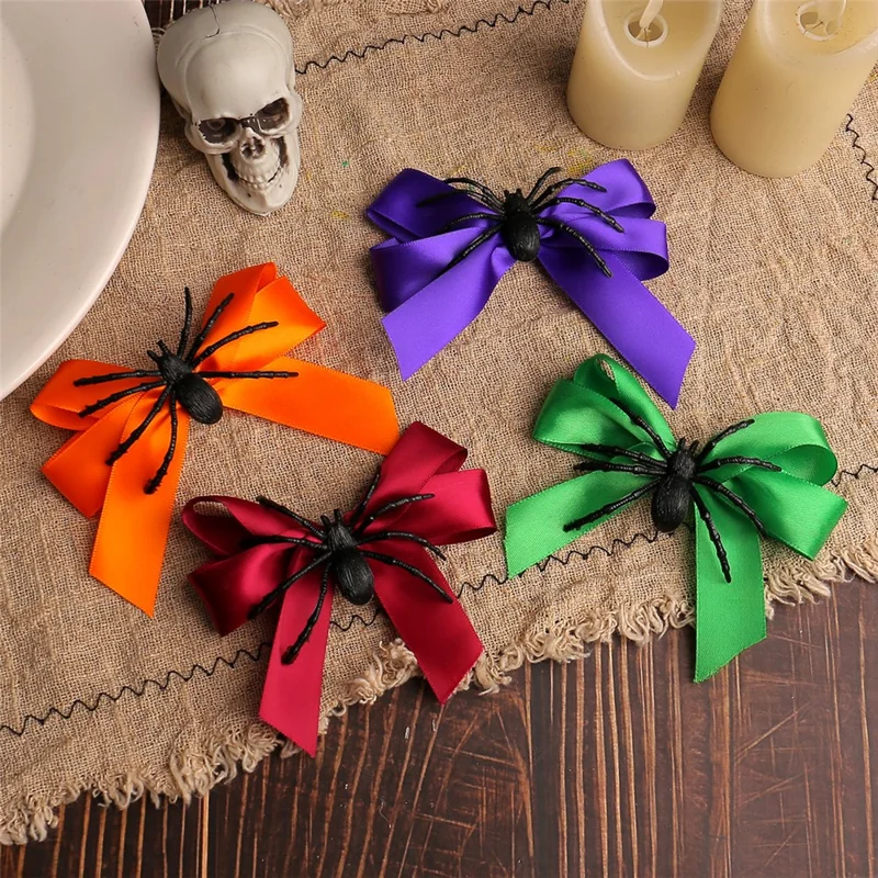 Halloween Spider Bow Hair Clip Accessory Gift For Cosplay Cute Quirky Side Clip Unique Bangs Clip - Green
