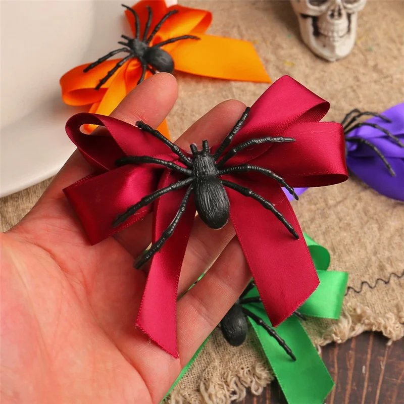 Halloween Spider Bow Hair Clip Accessory Gift For Cosplay Cute Quirky Side Clip Unique Bangs Clip - Green