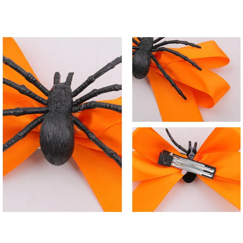 Halloween Spider Bow Hair Clip Accessory Gift For Cosplay Cute Quirky Side Clip Unique Bangs Clip - Green