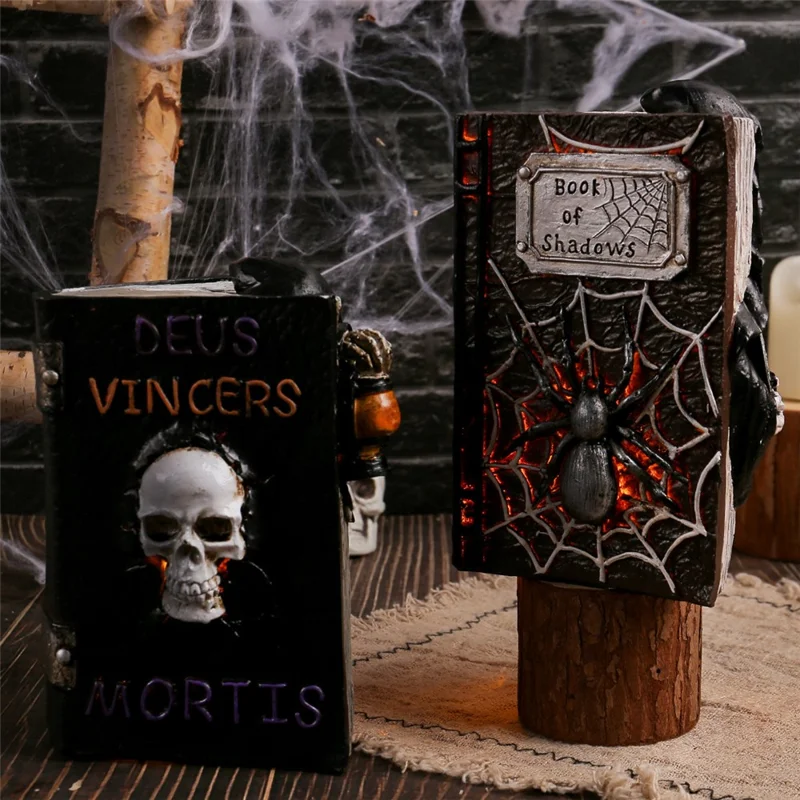 Statuetta del Signore della Morte di Halloween in Resina con Luce LED per Decorazione Horror Party - Ragno