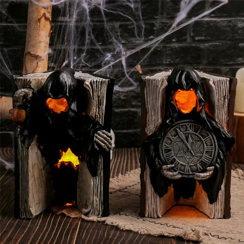 Statuetta del Signore della Morte di Halloween in Resina con Luce LED per Decorazione Horror Party - Ragno