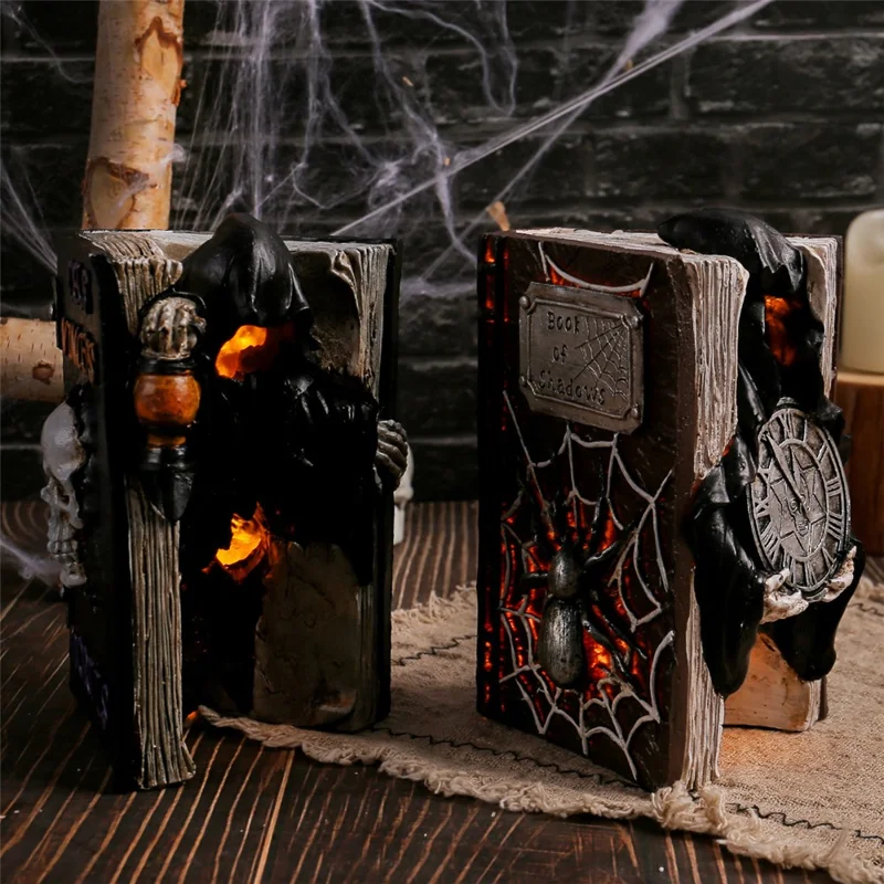 Statuetta del Signore della Morte di Halloween in Resina con Luce LED per Decorazione Horror Party - Ragno