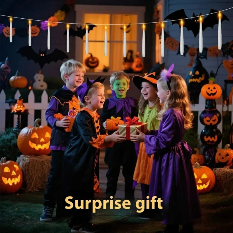 6m 12 LED Candle String Lights Outdoor Remote Control Halloween Decoration Flickering Ambiance Lighting
