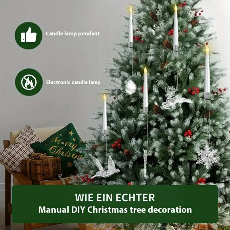 12 Luces de Velas Electrónicas LED Adornos para Árbol de Navidad Guirnalda de Luces de Hadas con Mando a Distancia - Pájaro Volador