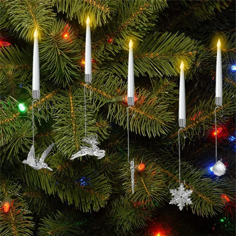 12 Luces de Velas Electrónicas LED Adornos para Árbol de Navidad Guirnalda de Luces de Hadas con Mando a Distancia - Pájaro Volador