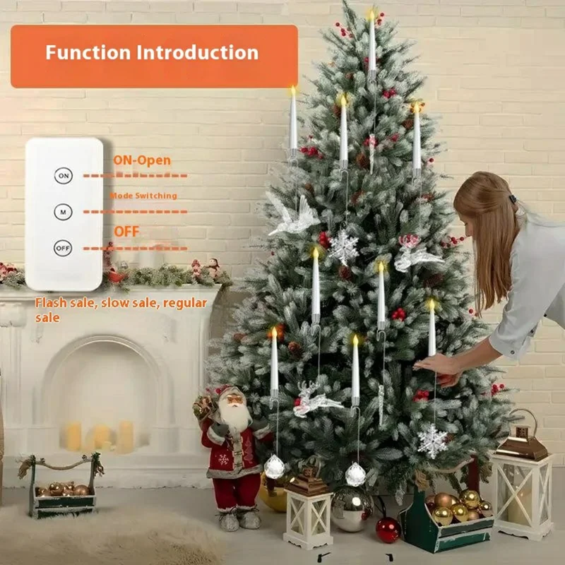 12 LED Electronic Candle Lights Christmas Tree Ornaments String Fairy Lights with Remote Control - Icicle