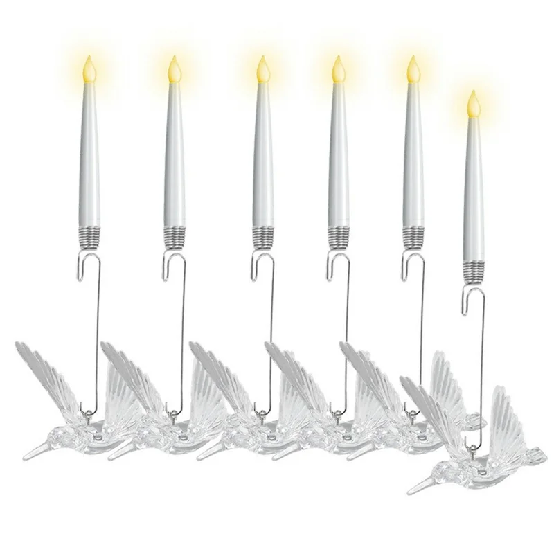 Luzes de Velas Eletrônicas com 6 LEDs para Árvore de Natal, Ornamentos de Cordão de Luzes de Fadas com Controle Remoto - Pássaro Voador