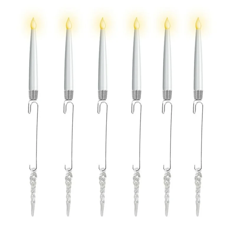 6 LED Electronic Candle Lights Christmas Tree Ornaments String Fairy Lights with Remote Control - Icicle
