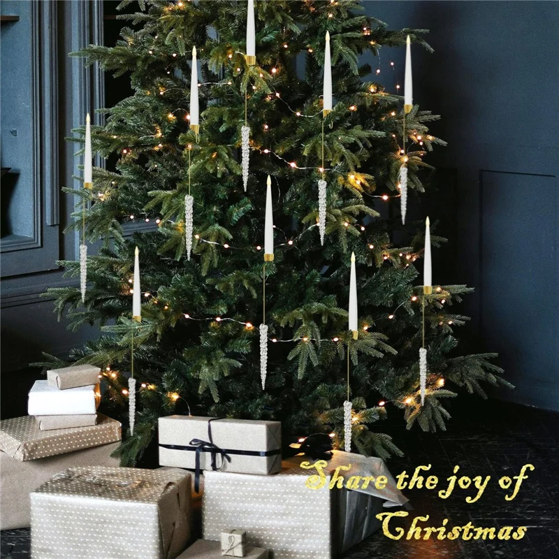 6Pcs Christmas LED Candles Indoor Holiday Ambiance Decorations Tree Ornaments with Remote Control - Red Crystal Ball