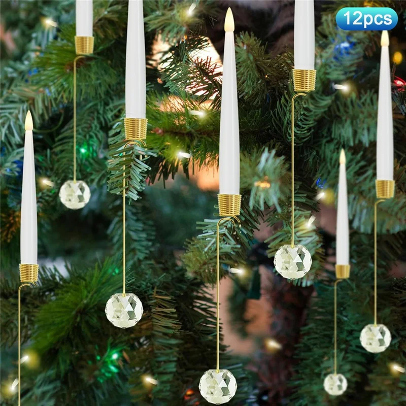 12 Candele LED di Natale per Decorazione Interna Albero di Natale con Telecomando - Sfera di Cristallo
